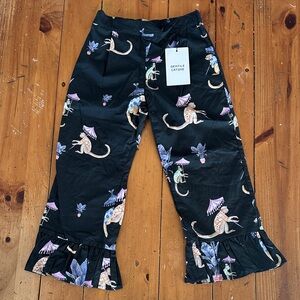 NWT Gentle Catone poplin ruffled pant- Monkey print